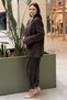 Kahma Double-Breasted Collar Jacket and Trousers Set with Guipure Detail - 2
