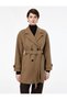 Classic Collar Long Sleeve Belted Double Breasted Cashmere Coat - 3