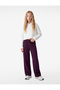 Spanish Wide-Leg Plum Color Pants with Cotton Elastic Waist