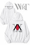 Hunter X Hunter Logo Back Printed Zippered Hooded White Cardigan (2 Yarn)