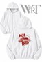 Hot Rod Car Back Printed Zippered Hooded White Cardigan (2 Yarn)