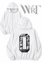 California Zero Back Printed Zippered Hooded White Cardigan (2 Yarn)