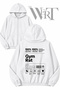 Gym Rat Back Printed Zippered Hooded White Cardigan (2 Yarns)