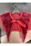 Burgundy Fur Collar Trendy Poncho - 4
