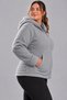 Curve Women's Plus Size Winter Hooded Pocket Zippered Navy Blue Plush Fleece Sweatshirt - 6