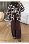 Coffee Floral Patterned Fleece Zippered Teddy Sweatshirt - 4