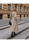 Lorven Women's Stone Oversize High Collar Belted Long Trench Coat - 3