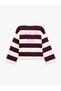 Comfortable Fit Long Sleeve Crew Neck Sweatshirt with Printed Stripes on the Back - 2