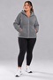 Curve Women's Plus Size Winter Hooded Pocket Zippered Navy Blue Plush Fleece Sweatshirt - 4