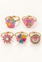Girl's Mixed Figure Colorful Ring Set Adjustable Cute Children's Jewelry Accessory