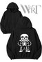Undertale Game 5 Back Printed Zippered Hooded Black Cardigan (2 Yarns)