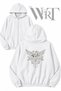 Korn Back Printed Zippered Hooded White Cardigan (2 Yarns)