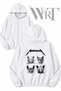Meowtallıca Catanısm Back Printed Zippered Hooded White Cardigan (2 Yarns)