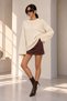 Women's Beige Crew Neck Oversize Boucle Knitwear Sweater - 6