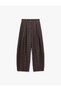 Normal Waist Balloon Cut Pocketed Buttoned Pleated Plaid Barrel Trousers