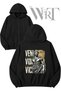 Veni Vidi Vici Julius Caesar Back Printed Zippered Hooded Black Cardigan (2 Yarns)