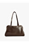 Double Compartment Zippered Long Strap Faux Leather Shoulder Bag - 2
