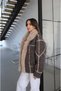 Bitter Brown Leather Coat with Fur Inside and Collar - 3