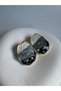 Gold Color Gray Enamel Earrings (3.8 cm)