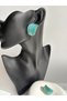 Gold Color Enamel Green Earrings (3 cm) - 4