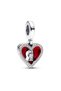 Red Heart & Keyhole Double Dangle Charm - 3