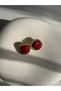 Gold Color Burgundy Retro Tiny Earrings (2 cm) - 2