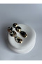Gold Color Black Enamel Dangle Earrings (7.8 cm) - 2