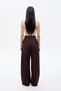 Wide Leg Fabric Brown Women's Trousers Pnt00914 - 4