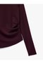 Drawstring Slim Fit Crew Neck Asymmetrical Long Sleeve Blouse - 3