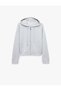 Hooded Zippered Boxy Modal Sweatshirt with Kangaroo Pocket