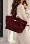 Women's Suede Wide Model Shoulder Bag - 2