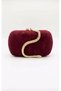Women's Snake Figured Stoned Burgundy Suede Portfolio Evening Dress Handbag Hardbox Clutch and Shoulder Strap