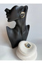 Gold Color Gray Enamel Earrings (3.8 cm) - 6