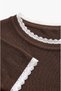 Brauner, mit Spitze verzierter Kurzarmpullover - 3