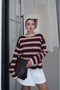 Brown Thick Striped Knitwear