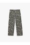 Buttoned Low Waist Comfortable Fit Zebra Patterned Baggy Trousers with Pockets - 2