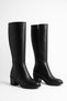 Tumalen heeled women's boot with paneling - black leather - 2
