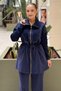 Wide Collar, Drawstring Waist, Zippered Knitwear Detailed Cap Pants Modal Suit - 3