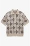 Cream Color Elena Baklava Patterned Polo Collar Sweater
