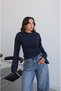 Navy Blue Nia Blouse with Gathered Sides - 3