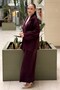 Wide Collar Beaded Embroidered Jacket and Trousers Set - 2