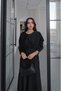 Black Satin Dress with Draped Bust - 4