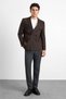 Dark Brown Slim Pointed Collar Plain Woven Flap Pocket Classic Jacket - 8