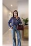 Fiolde Blue Burgundy Striped Long Sleeve Knitwear - 2