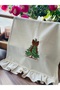 Raw Linen Embroidered Ruffled Kitchen Towel 40X60Cm