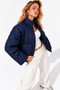 Women's Navy Blue Quilted Foldable Oversize Thin Coat - 2