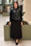 Zippered Leather Combination Bomber Nero Jacket - 3