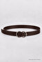 Faux Leather Belt with Silver Buckle Lkm0012 Brown