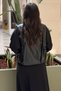 Zippered Leather Combination Bomber Nero Jacket - 5