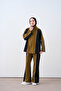 Women's Double Color Stripe Detail Zippered Tracksuit Set Oil Green - 4